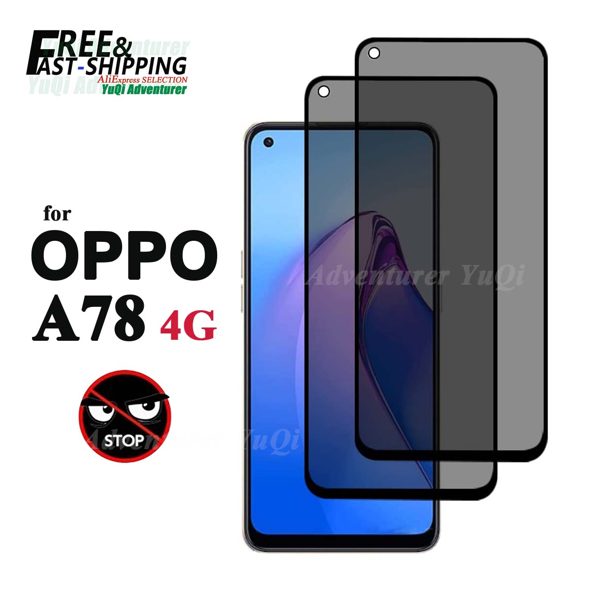Anti Spy Privacy Glass Case - OPPO A78 4G gizlilik için Anti