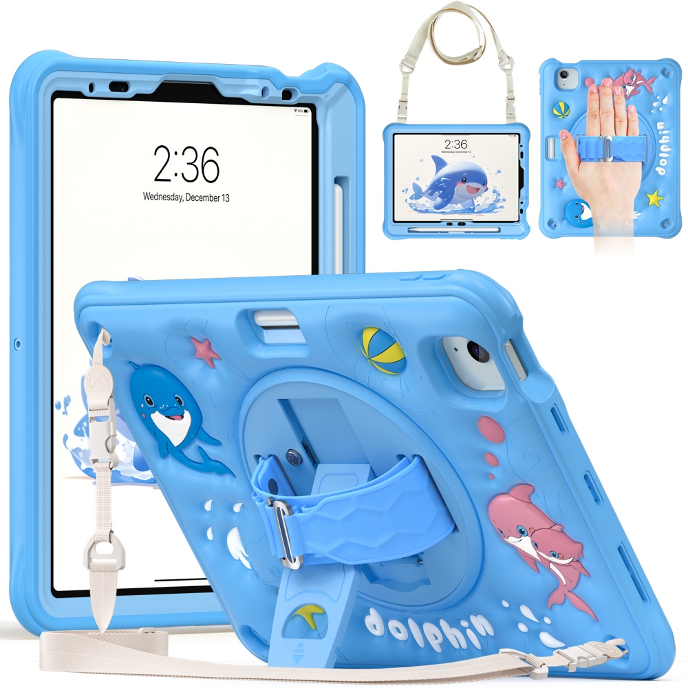 Cute Cartoon Wrist Strap Silicone Case - iPad Mini A17Pro Mini6 Çocuklar İçin