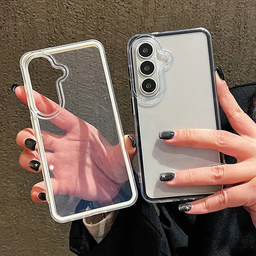 Clear Shockproof Bumper Case - Lüks Şeker Rengi Çerçeveli Şeffaf Arka