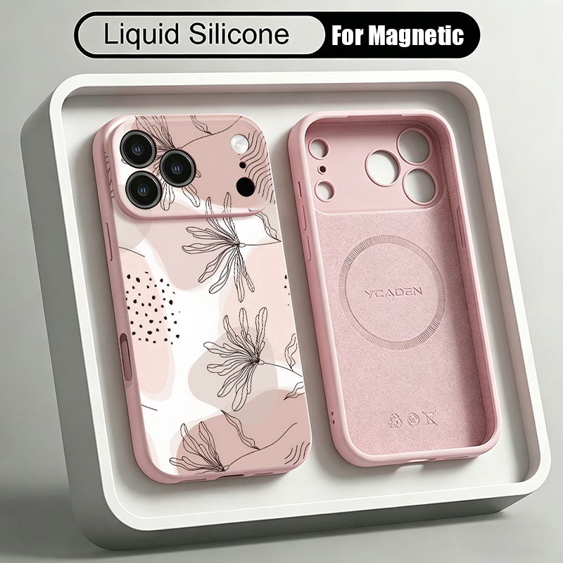 Liquid Silicone Magnetic Phone Case - Basit Desenli Sıvı Silikon Manyetik Telefon