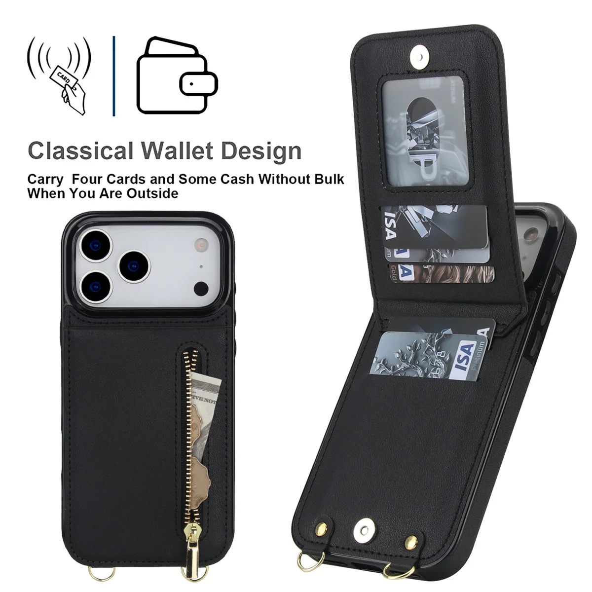 iPhone 16 Pro Max 17 Air 16E 1 - Leather Wallet Card Holder Phone Cover incelemesi ve fiyatı