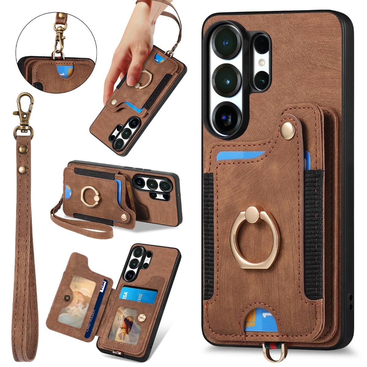 Samsung S26 Ultra S26 S25 Plus - Leather Wallet Card Holder Phone Cover incelemesi ve fiyatı