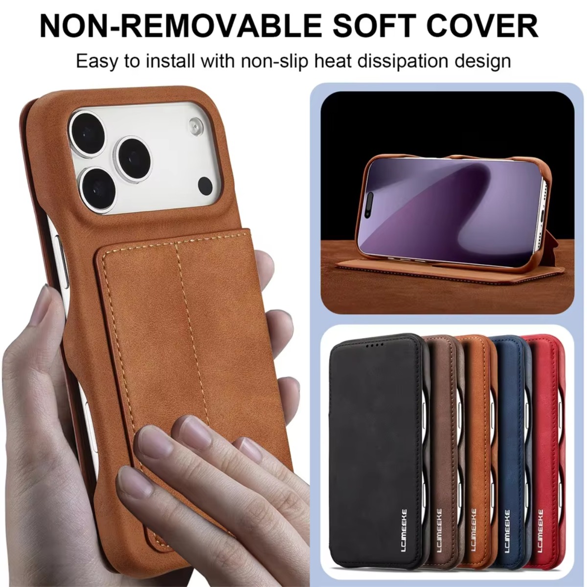 Apple iPhone 17 Air 16 Pro Max - Leather Wallet Card Holder Phone Cover incelemesi ve fiyatı